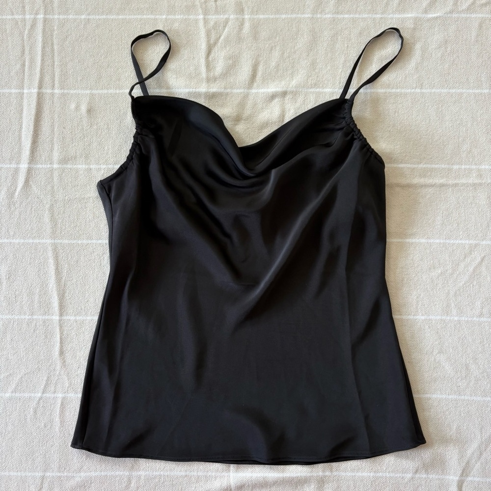 OAK + FORT Black Satin Cowl Neck Camisole